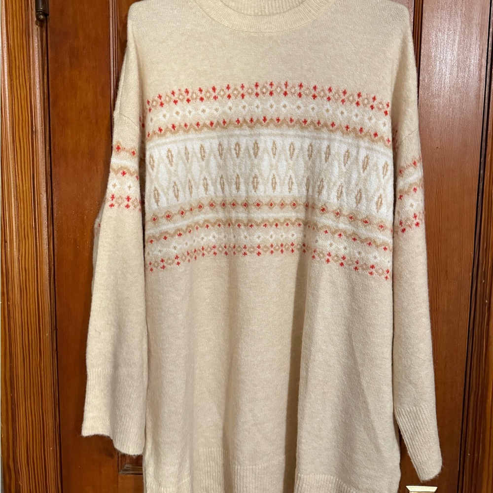 American Eagle Outfitters Cream and Pink Sweater Dress